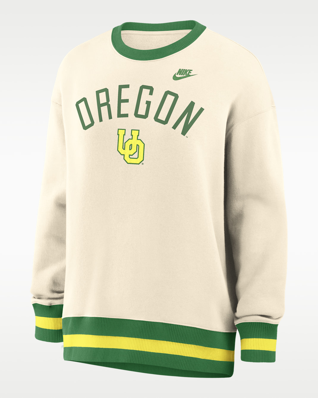 Sudadera de cuello redondo sin cierre universitaria Nike oversized para mujer Oregon Legacy - Natural/Verde
