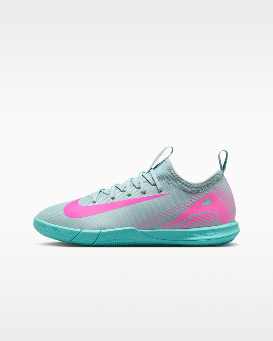 Nike Jr. Mercurial Vapor 16 Academy Little/Big Kids' Indoor/Court Low-Top Soccer Shoes - Ocean Cube/Pink Blast
