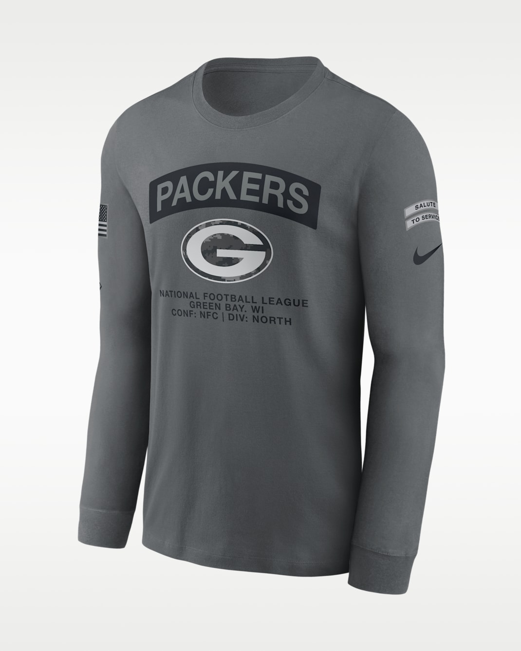 Green Bay Packers Salute to Service Men's Nike NFL Long-Sleeve T-Shirt - Grey