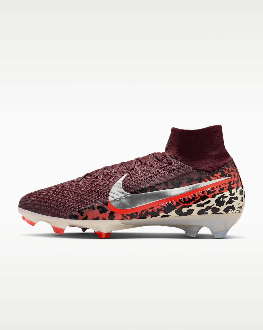 Nike United Superfly 10 Elite Firm-Ground High-Top Football Boots - Burgundy Crush/University Red/Fossil/Metallic Silver
