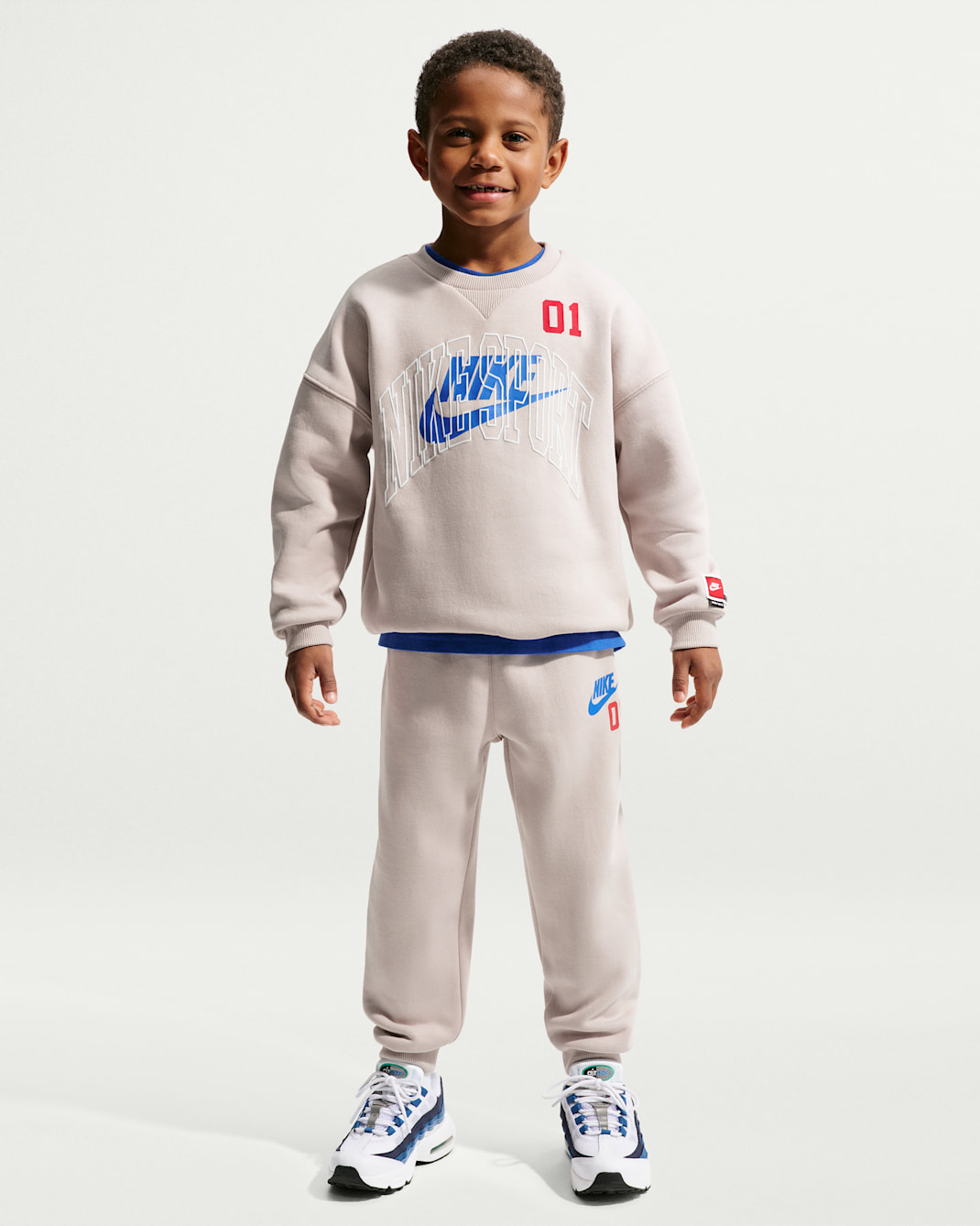 Nike Sportswear Little Kids' Multisport 2-Piece Fleece Crew Set - Moon Particle