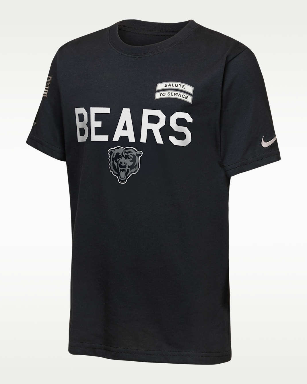 Playera Nike Dri-FIT de la NFL para niños talla grande Chicago Bears Salute to Service Sideline - Negro