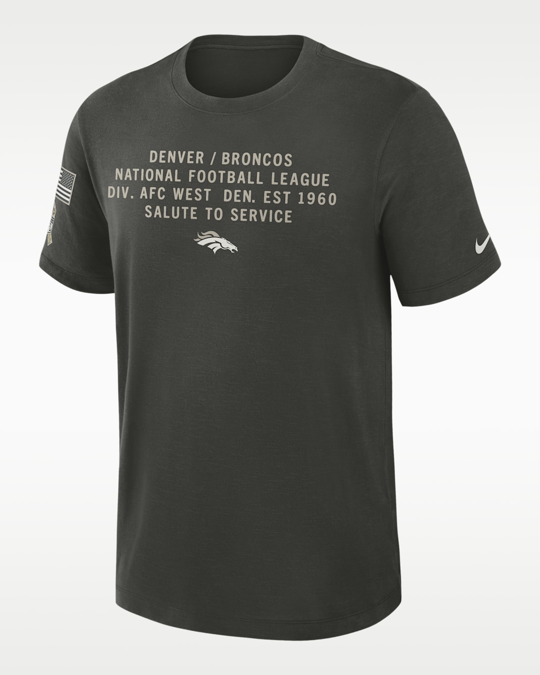 Playera Nike Dri-FIT de la NFL para hombre Denver Broncos Salute to Service Slub - Verde bosque