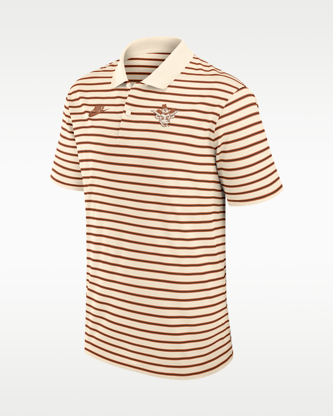 Polo universitario Nike Dri-FIT para hombre Texas Legacy Striped - Natural/Naranja quemado