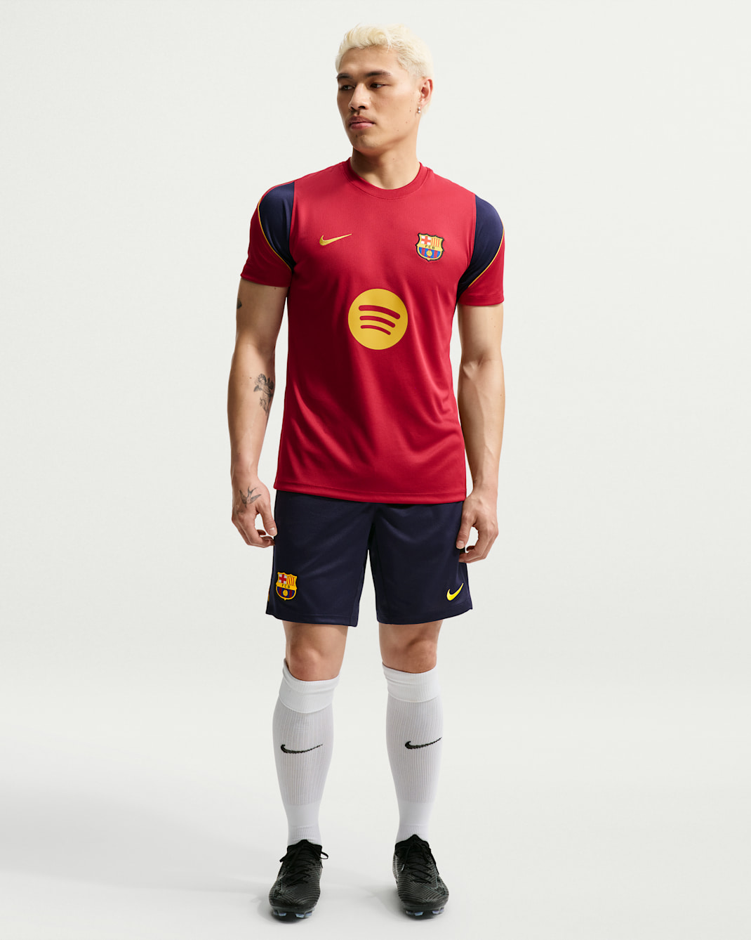 FC Barcelona Strike Men's Nike Dri-FIT Soccer Knit Shorts - Blackened Blue/Noble Red/Mineral Yellow