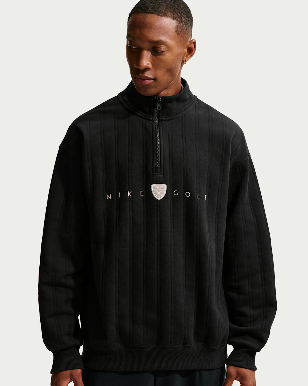 Nike Fairway Fresh Men's Therma-FIT Oversized 1/2-Zip Golf Top - Black/Limestone