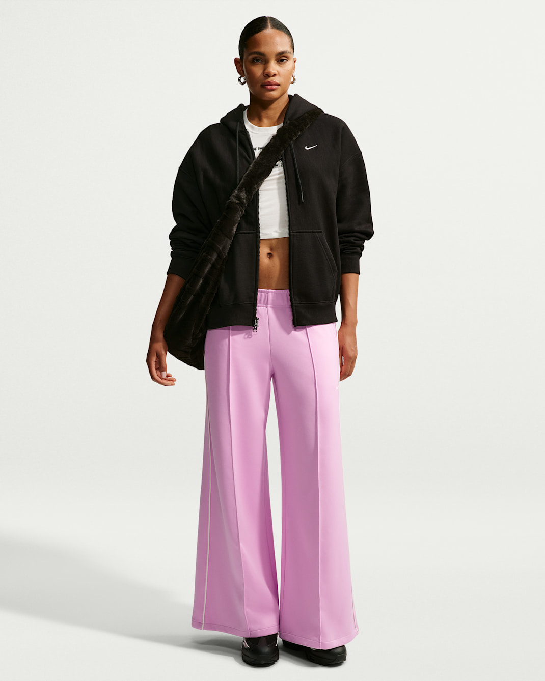 Nike Sportswear Women's Mid-Rise Wide-Leg Track Pants - Pink Rise/Sail/Sail