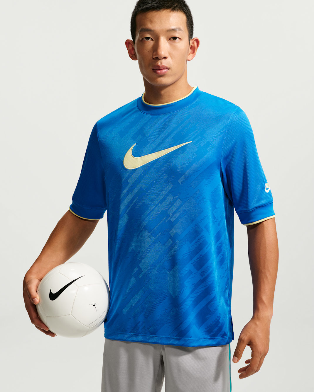Nike Premier Men's Dri-FIT Football Short-Sleeve Shirt - Blue Spark/Blue Spark/Soft Yellow/Soft Yellow