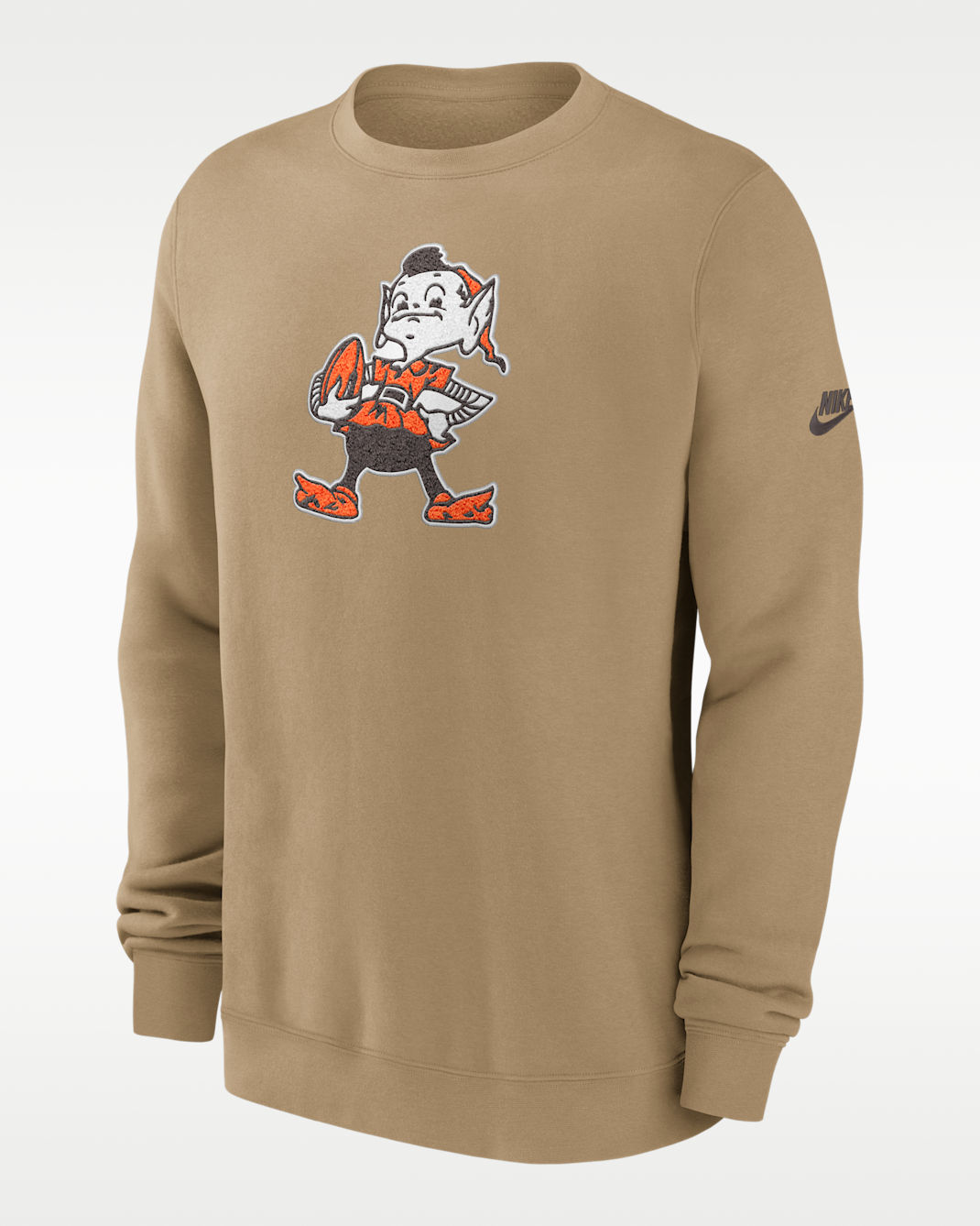 Sudadera de cuello redondo sin cierre Nike de la NFL para hombre Cleveland Browns Swing Pass Rewind Club - Tostado/Beige
