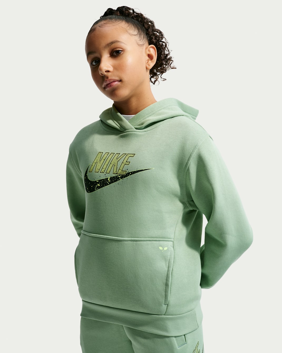 Nike Sportswear Club Big Kids' Fleece Hoodie - Steam/Barely Volt/Black