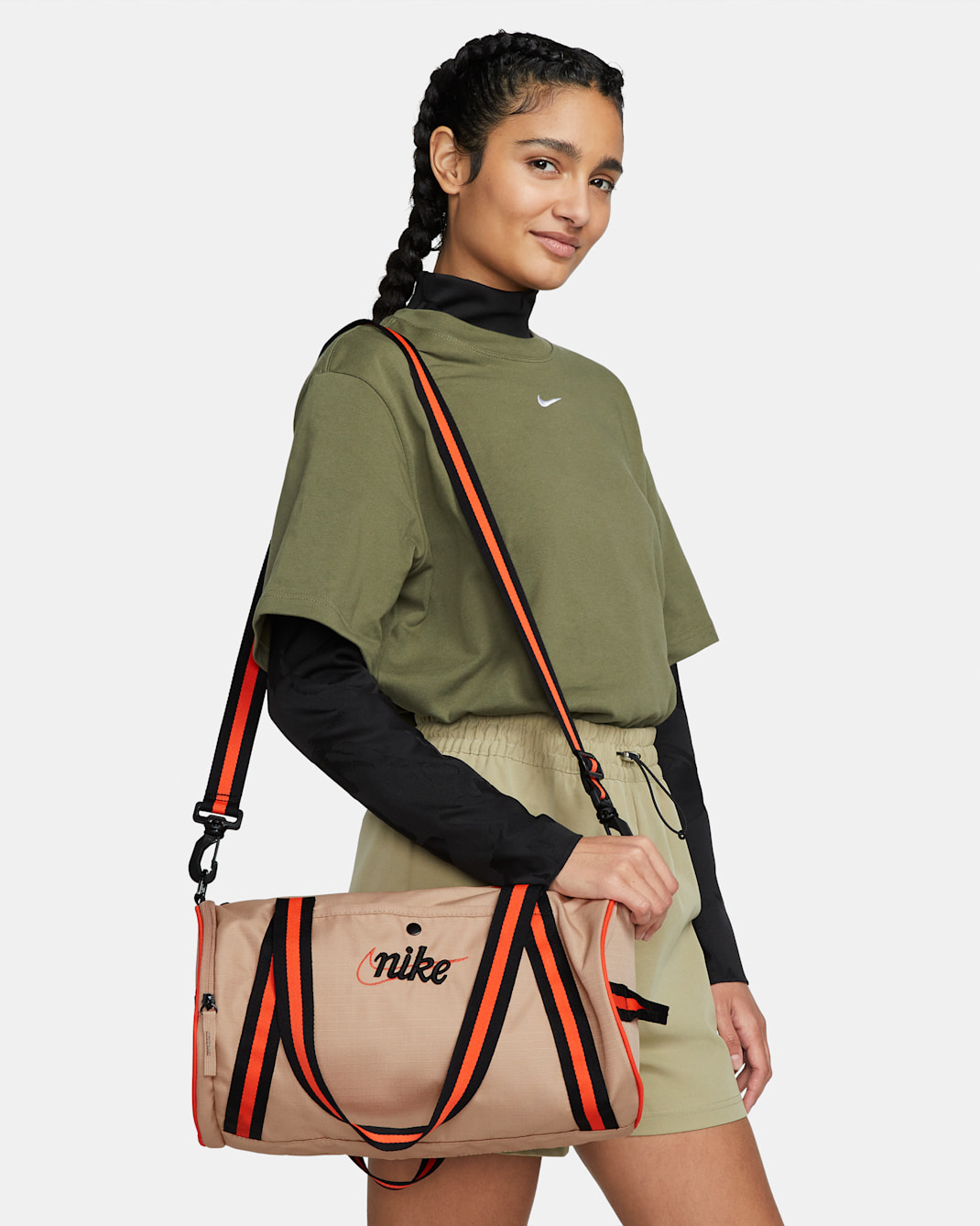 Nike Heritage Retro Duffel Bag (13L) - Hemp/Rush Orange/Black