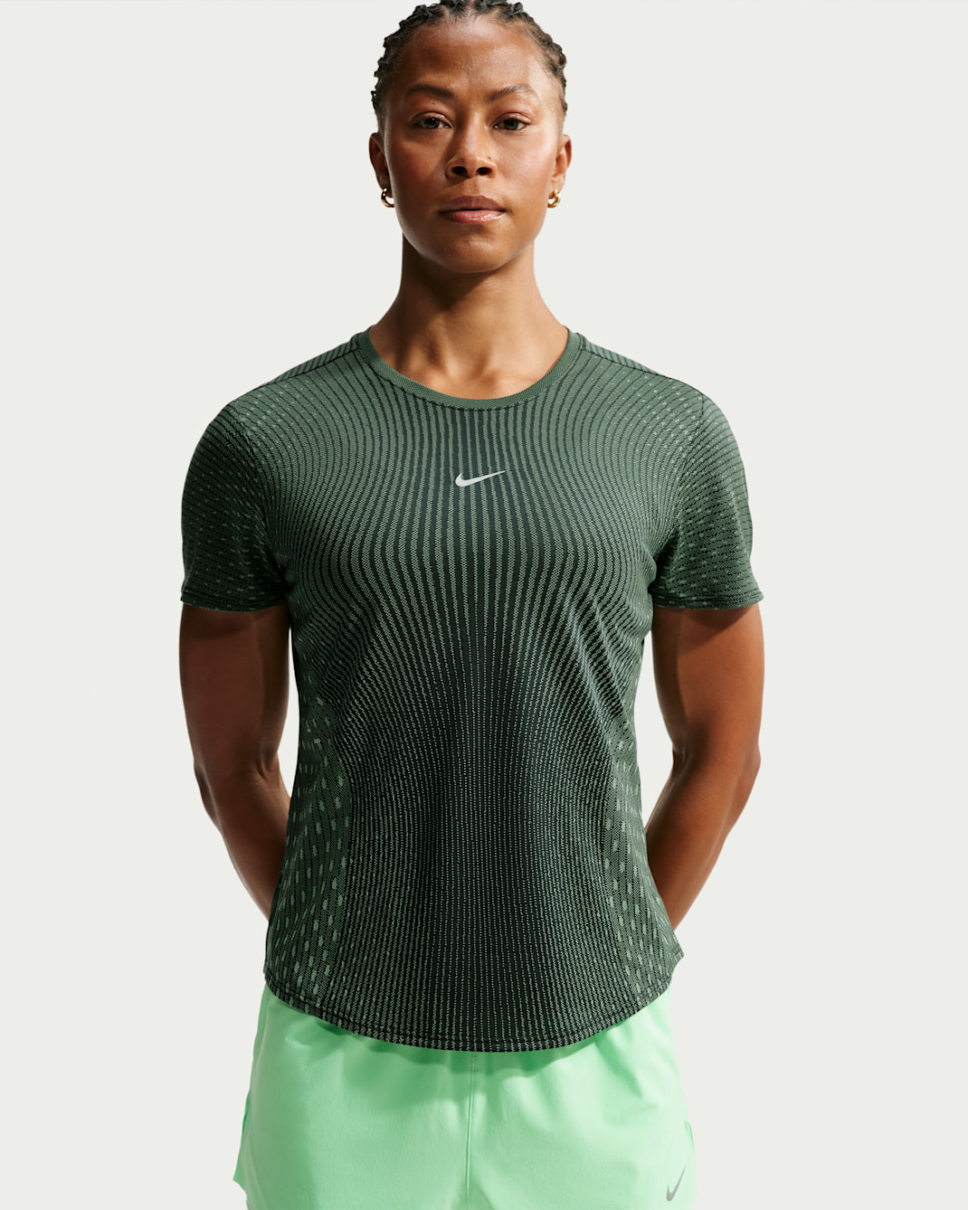 Nike Swift Women's Aero-FIT Short-Sleeve Running Top - Black/Light Green Spark