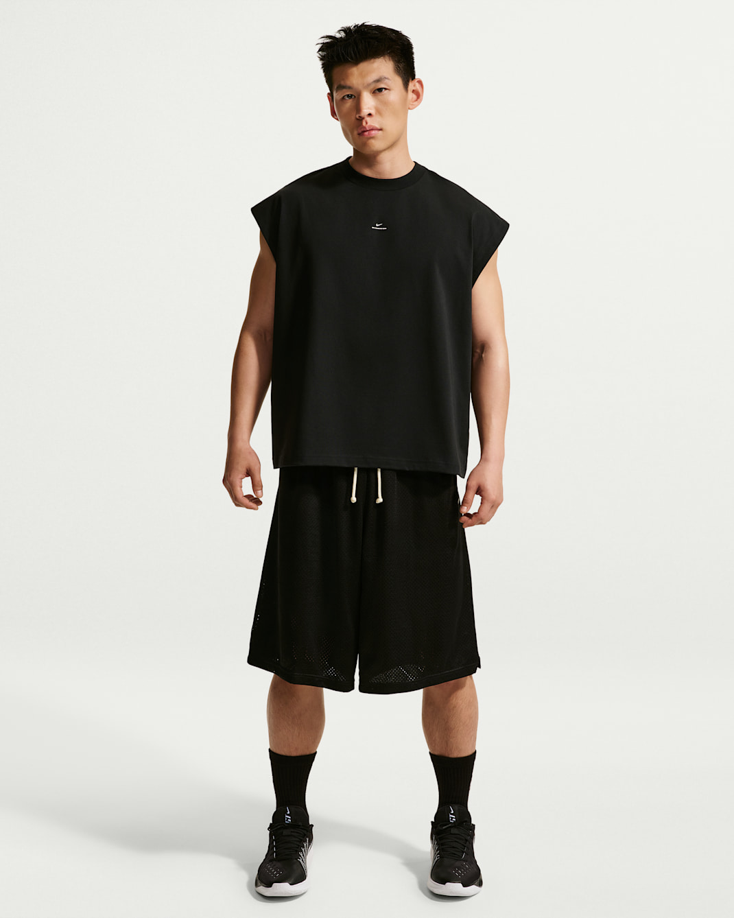 나이키 스탠다드 이슈 남성 드라이 핏 14인치 연습용 메쉬 농구 쇼츠 - 블랙/페일 아이보리