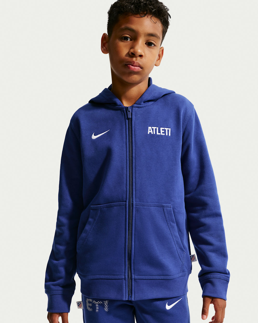 Atlético Madrid Club Older Kids' (Boys') Nike Football Full-Zip French Terry Hoodie - Deep Royal Blue/White