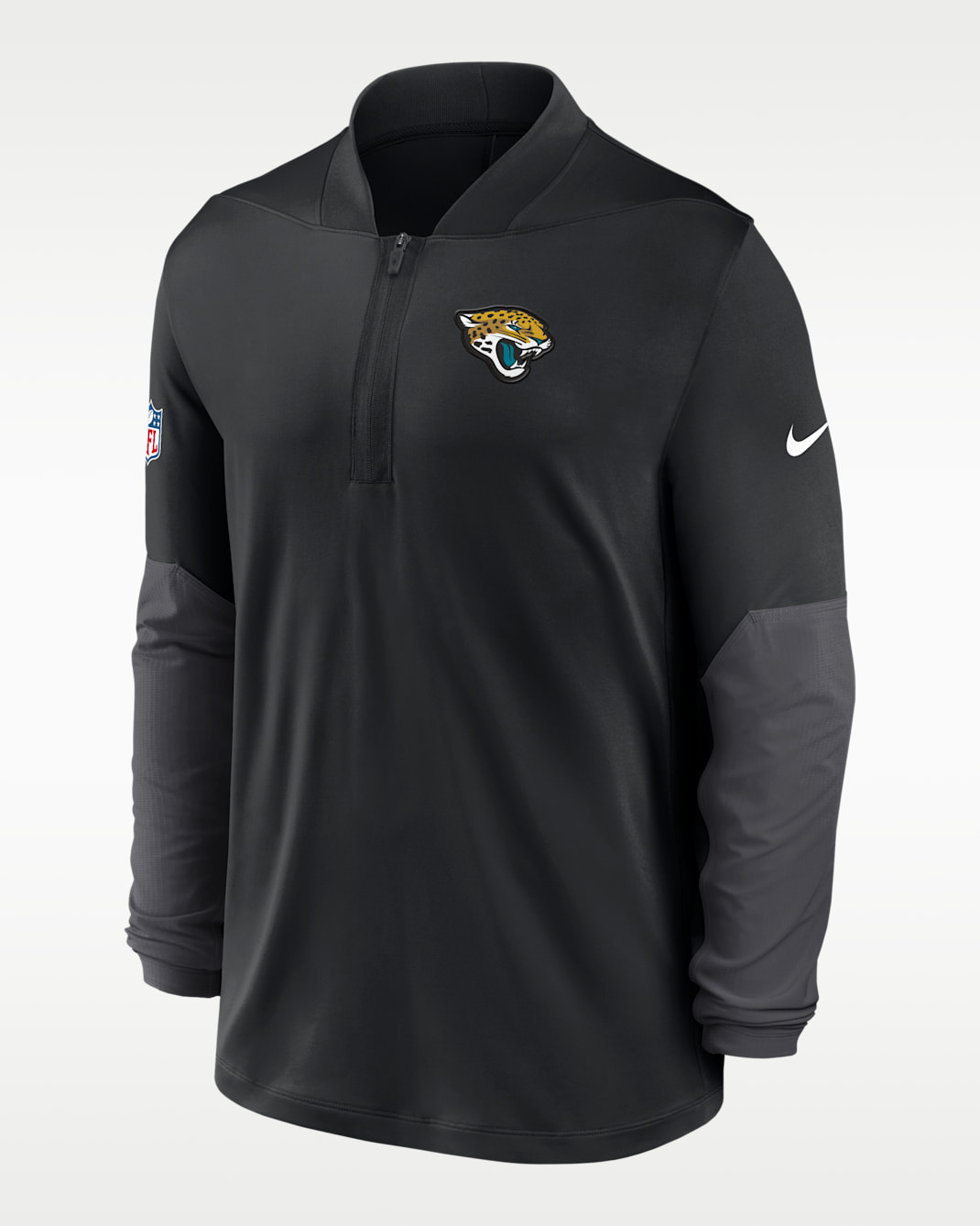Playera Nike Dri-FIT de la NFL de medio cierre para hombre Jacksonville Jaguars Feel The Pressure - Negro
