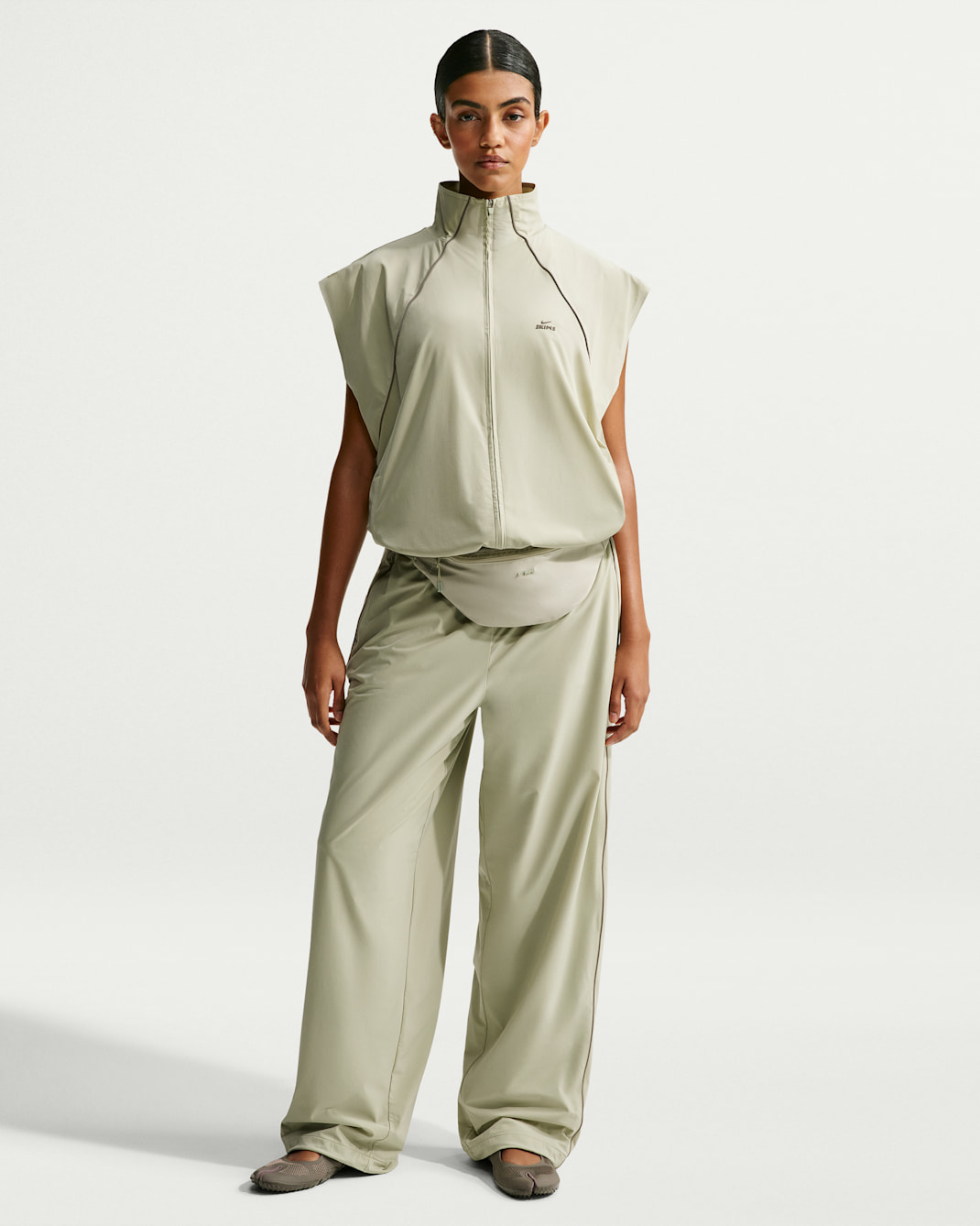 NikeSKIMS Stretch Nylon Women's Oversized Trousers - NSKM Talc