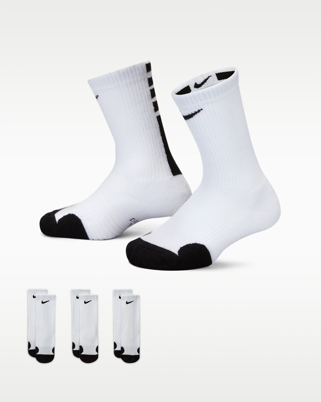 Nike Dri-FIT Elite Little Kids' Crew Socks (3 Pairs) - White