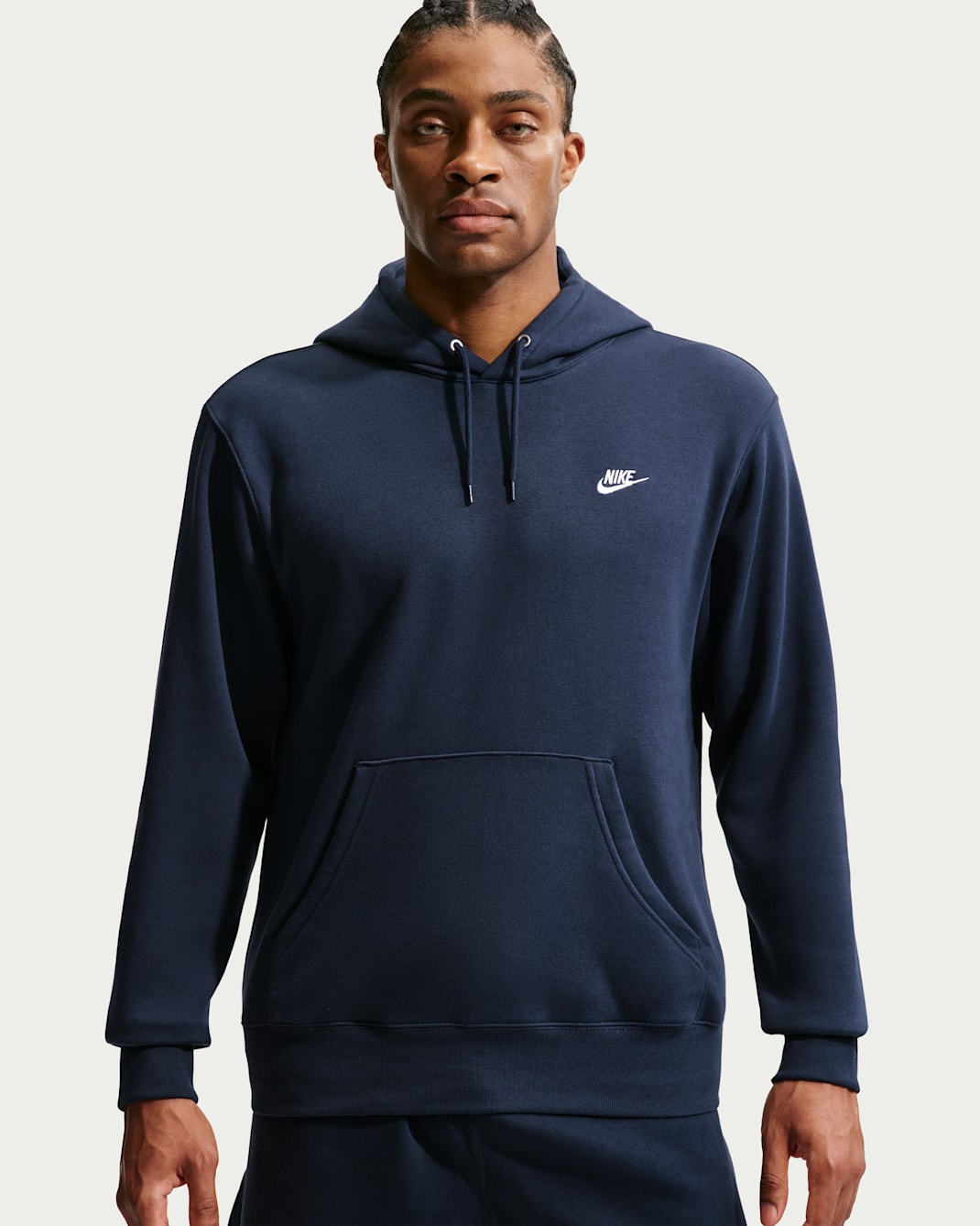 Nike Club Men's Pullover Fleece Hoodie - Obsidian/Obsidian/White