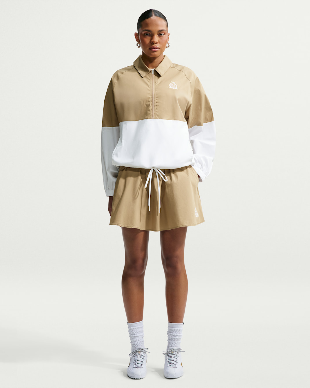 Nike Sportswear Women's Mid-Rise Poplin Mini Skirt - Parachute Beige/White/White