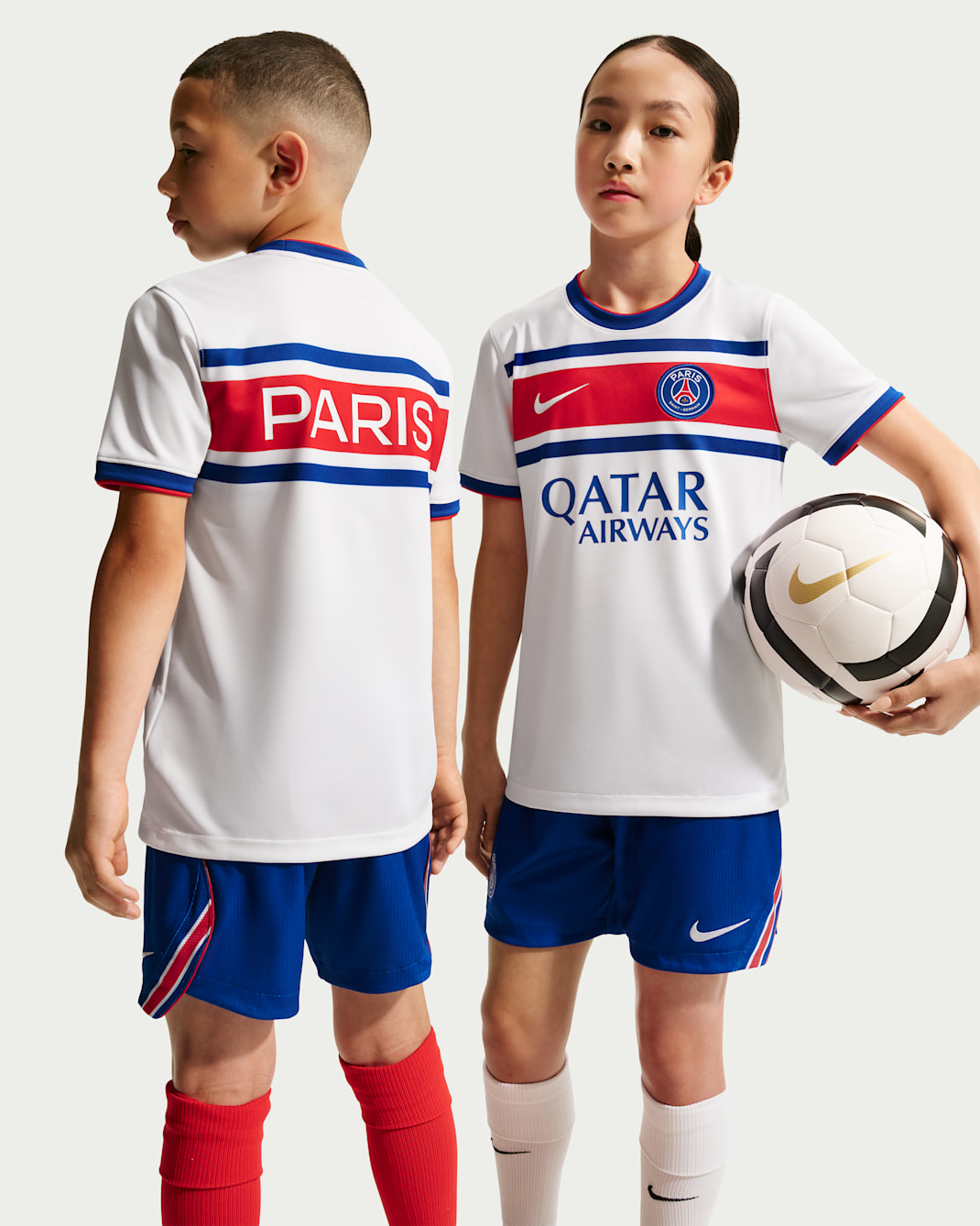 Haut de foot d'avant-match Nike Dri-FIT Paris Saint-Germain Domicile pour ado - Blanc/Old Royal/University Red/Blanc