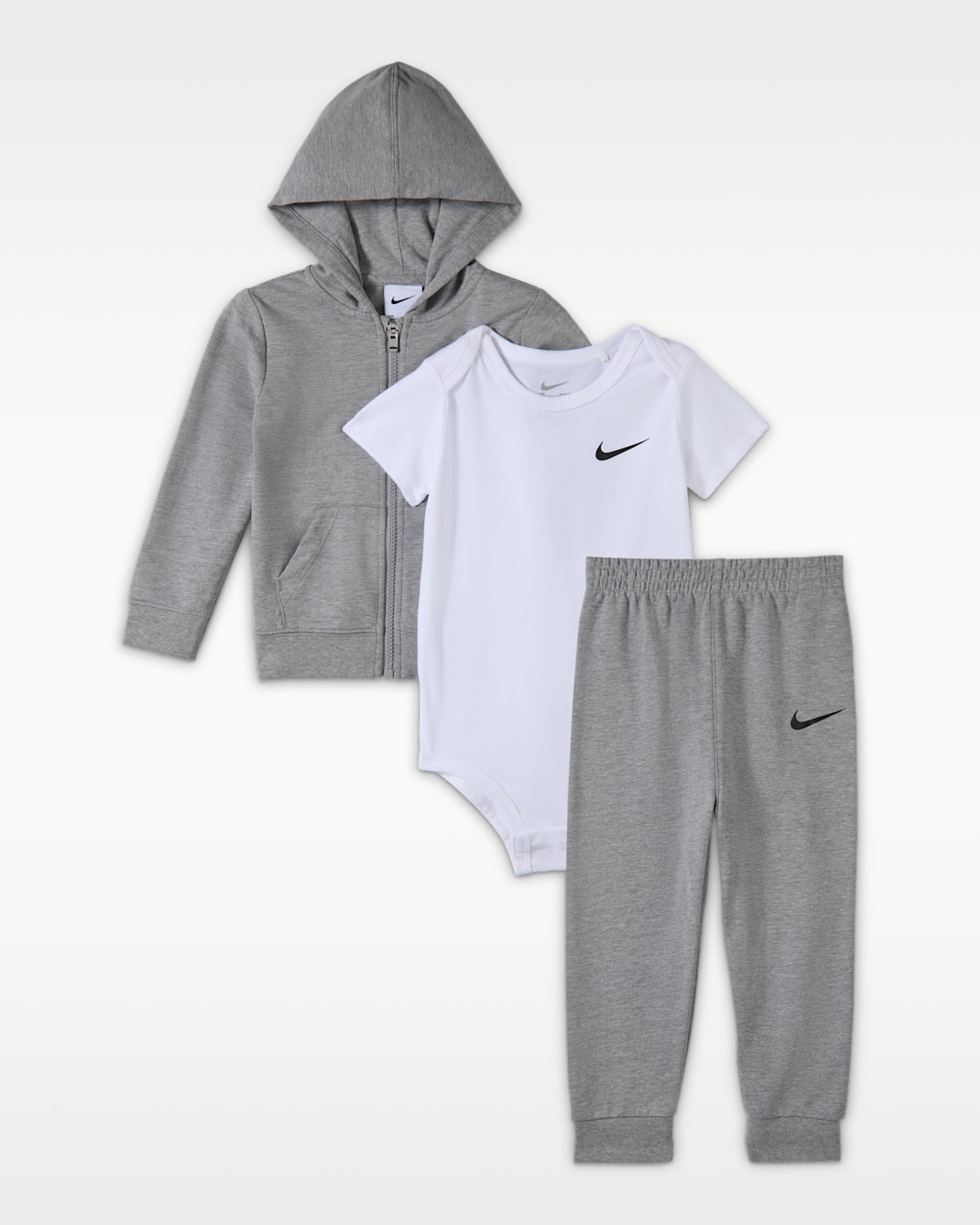 Conjunto de 3 piezas con body y pants para bebé (de 6 a 12 meses) Nike - Gris oscuro jaspeado