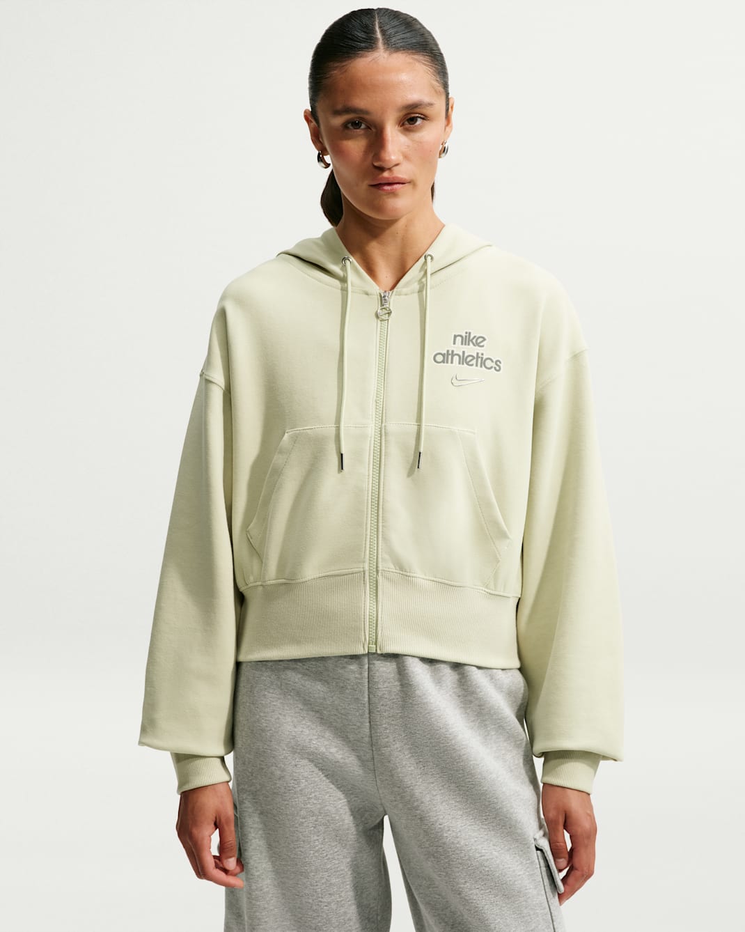 Nike Sportswear Phoenix Oversize-Fleece-Hoodie mit durchgehendem Reißverschluss (Damen) - Olive Aura