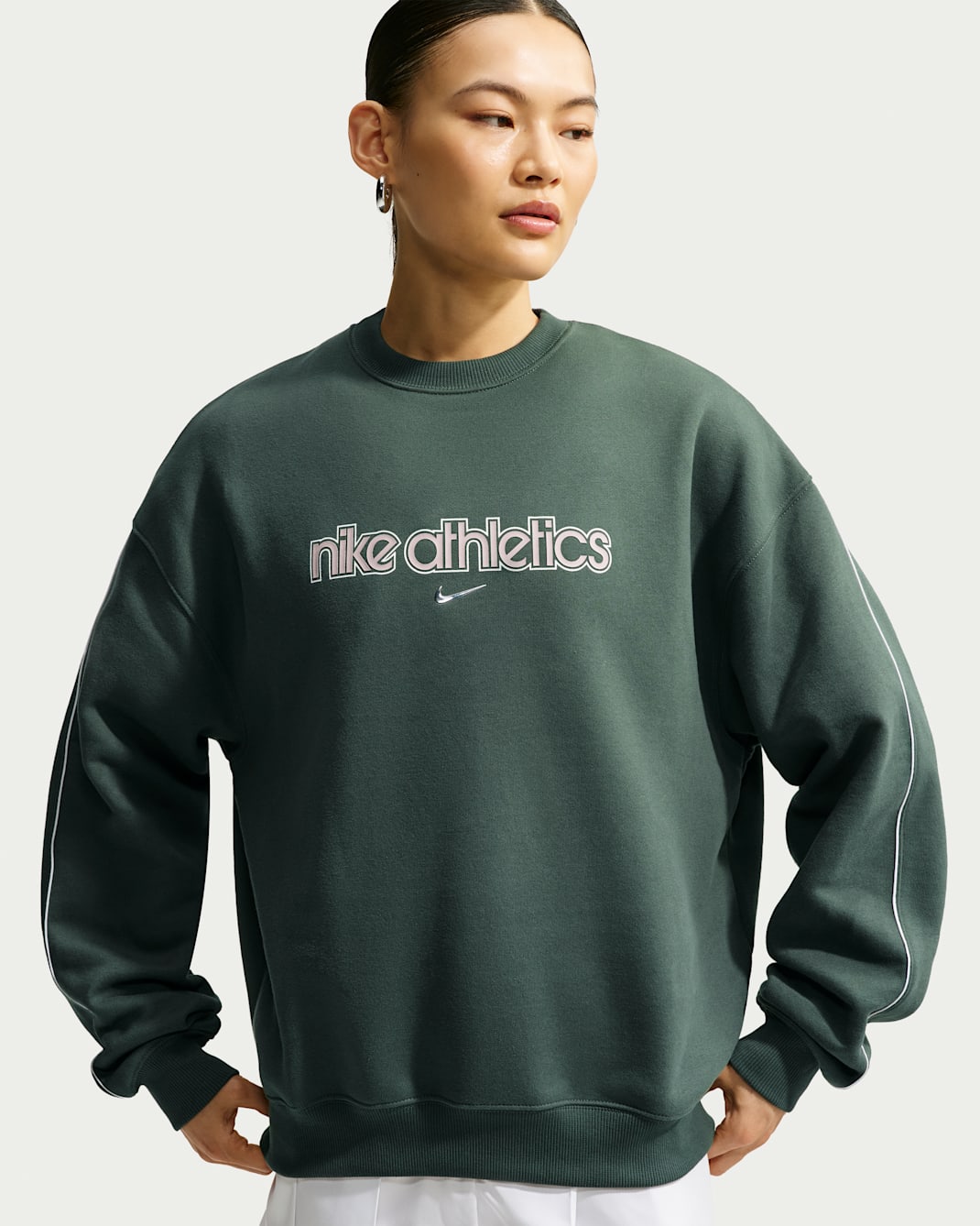 Nike Studio Fleece Medium Weight Women's Oversized Crew - Camo Green