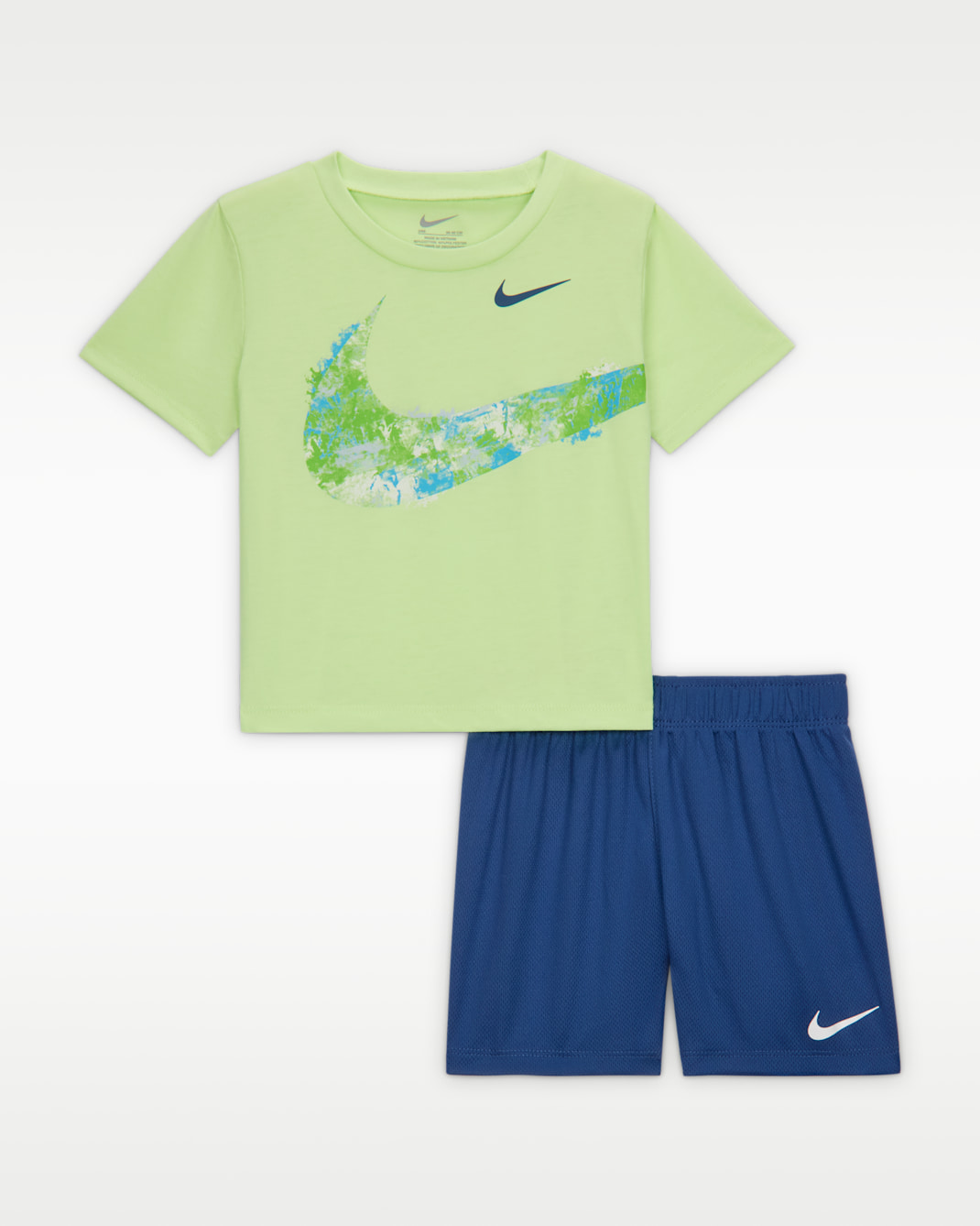 Conjunto de playera tipo jersey con gráfico y shorts de malla para bebé (12 a 24 meses) Nike E1D1 - Azul marino místico