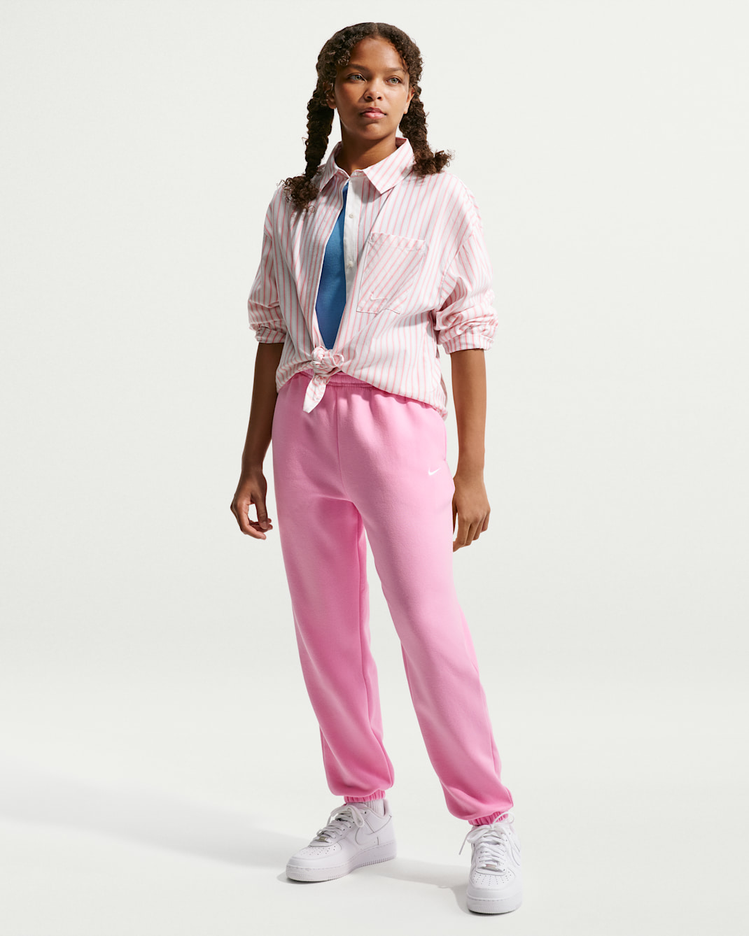 Nike Sportswear Studio Fleece Girls' Loose Pants - Pink Rise/White