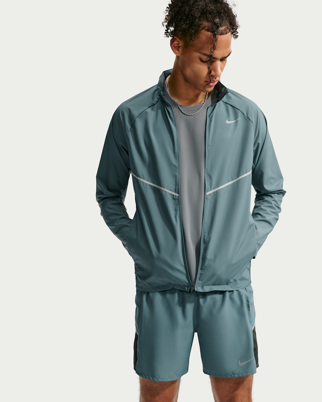 Nike Miler Men's Repel UV Protection Running Jacket - Mineral Slate/Mineral Slate