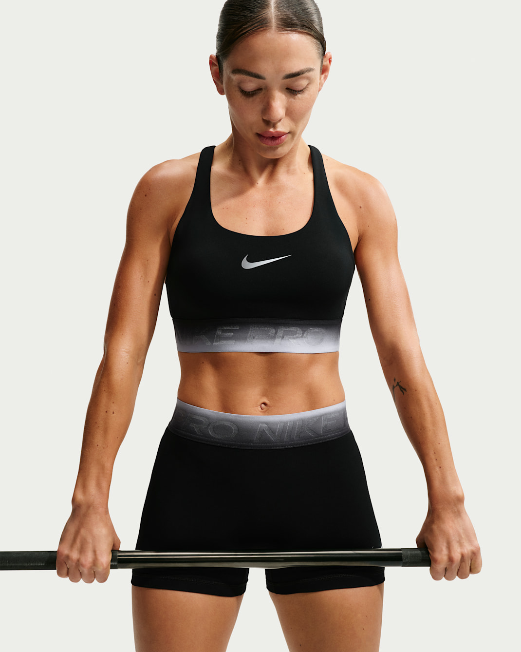 Nike Pro Women's Light-Support Non-Padded Sports Bra - Black/Black/Ghost/Smoke Grey