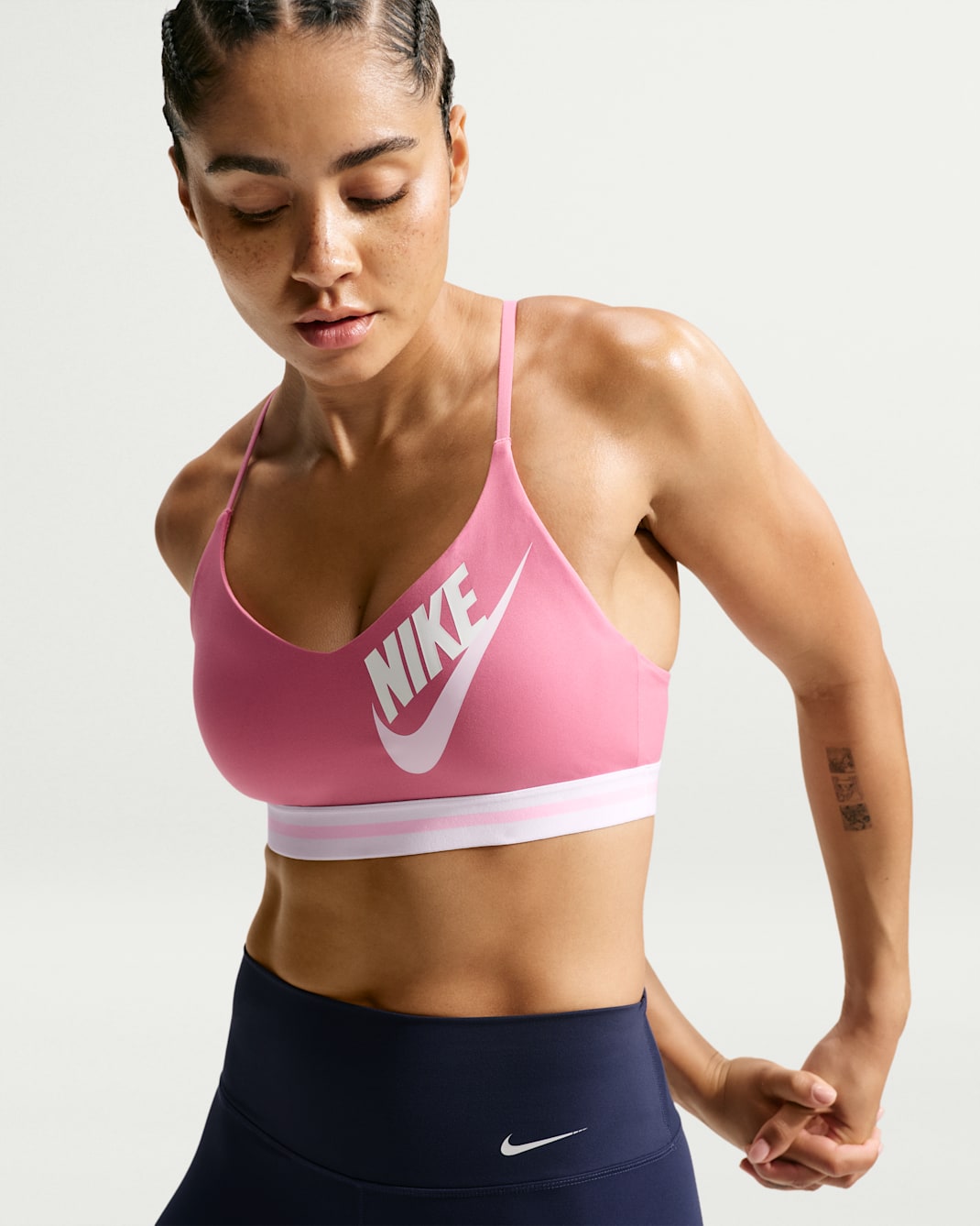Nike Indy Women's Light-Support Sports Bra - Peony/White/Pink Foam/Pink Foam