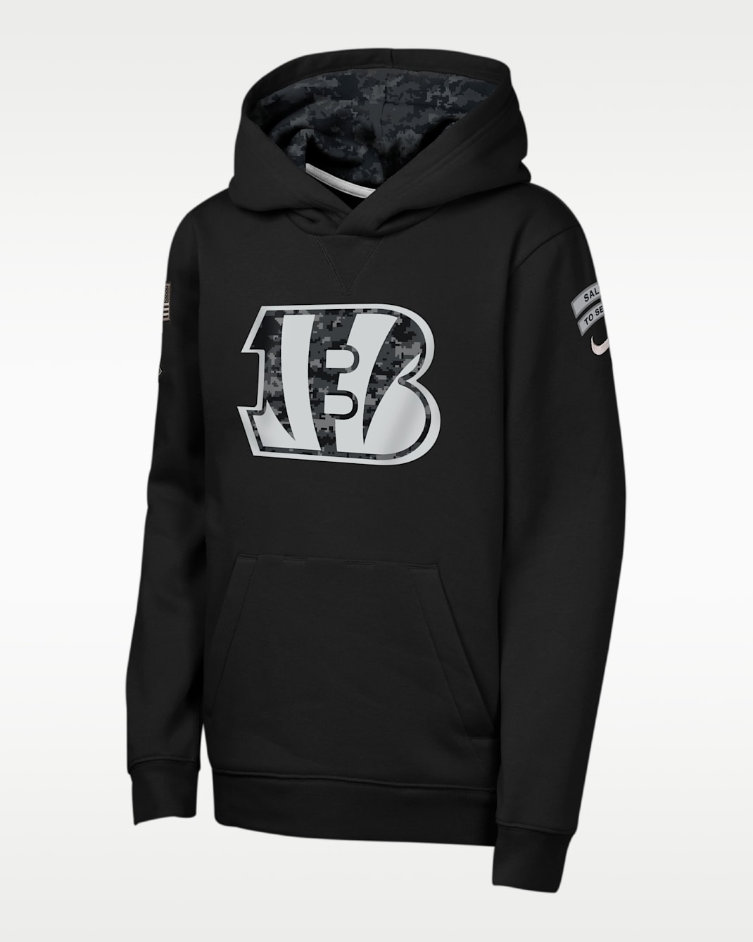 Sudadera con gorro sin cierre Nike de la NFL para niños talla grande Cincinnati Bengals Salute to Service Sideline Club - Negro