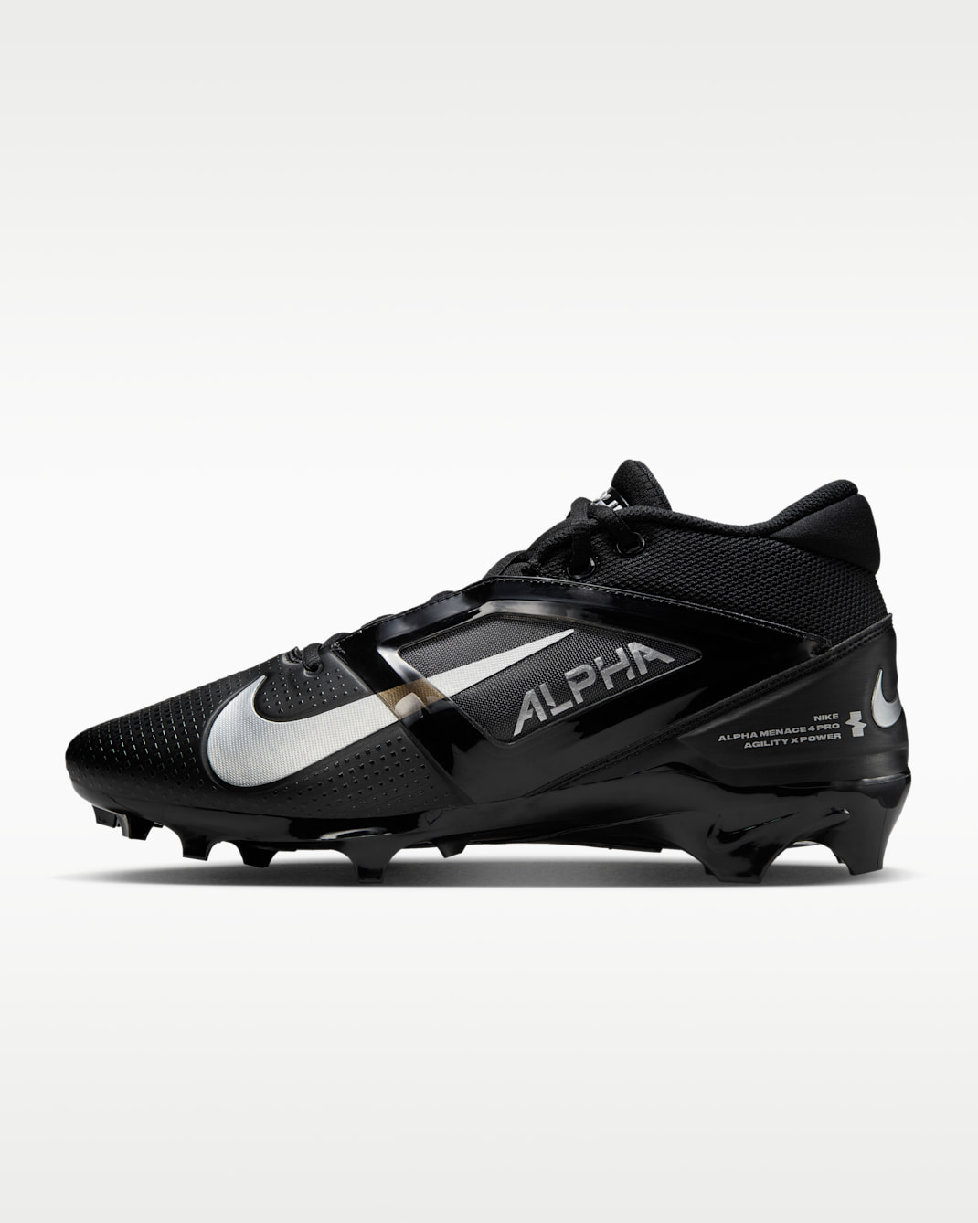 Nike Alpha Menace 4 Pro Football Cleats - Black/Metallic Silver