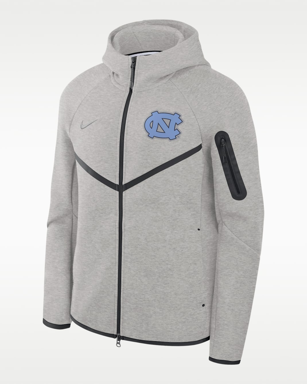 Chamarra universitaria marca Jordan con gorro de cierre completo para hombre North Carolina Tech Fleece Windrunner - Gris
