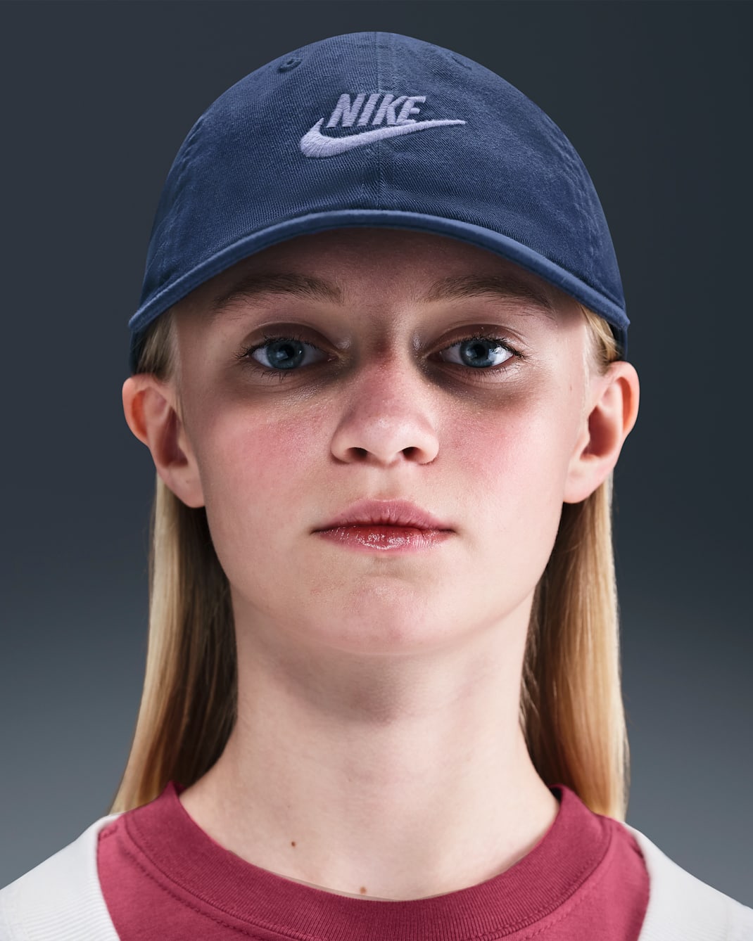 Nike Club Kids' Unstructured Futura Wash Cap - Midnight Navy/World Indigo