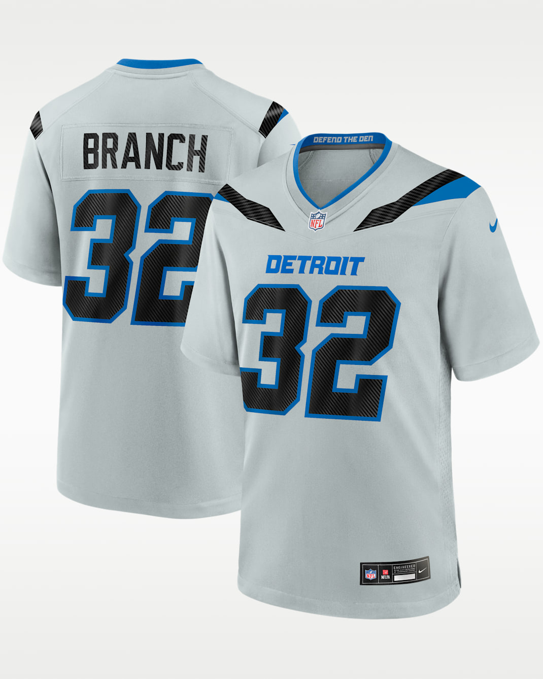 Brian Branch Detroit Lions Rivalries Collection Men's Nike NFL Game Jersey - Silver