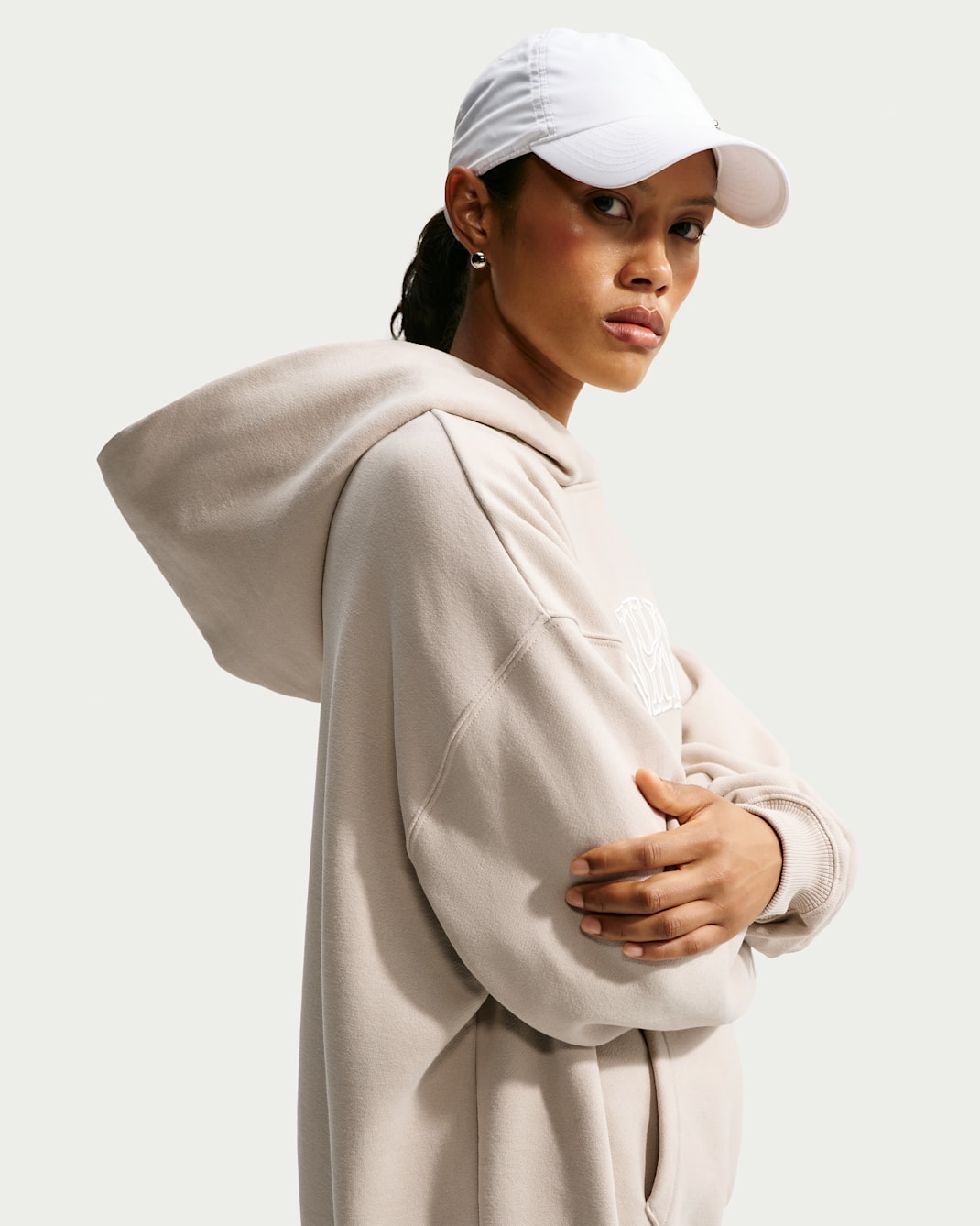 Nike Studio Fleece Medium Weight "Graphic Pack" Women's Oversized Pullover Logo Hoodie