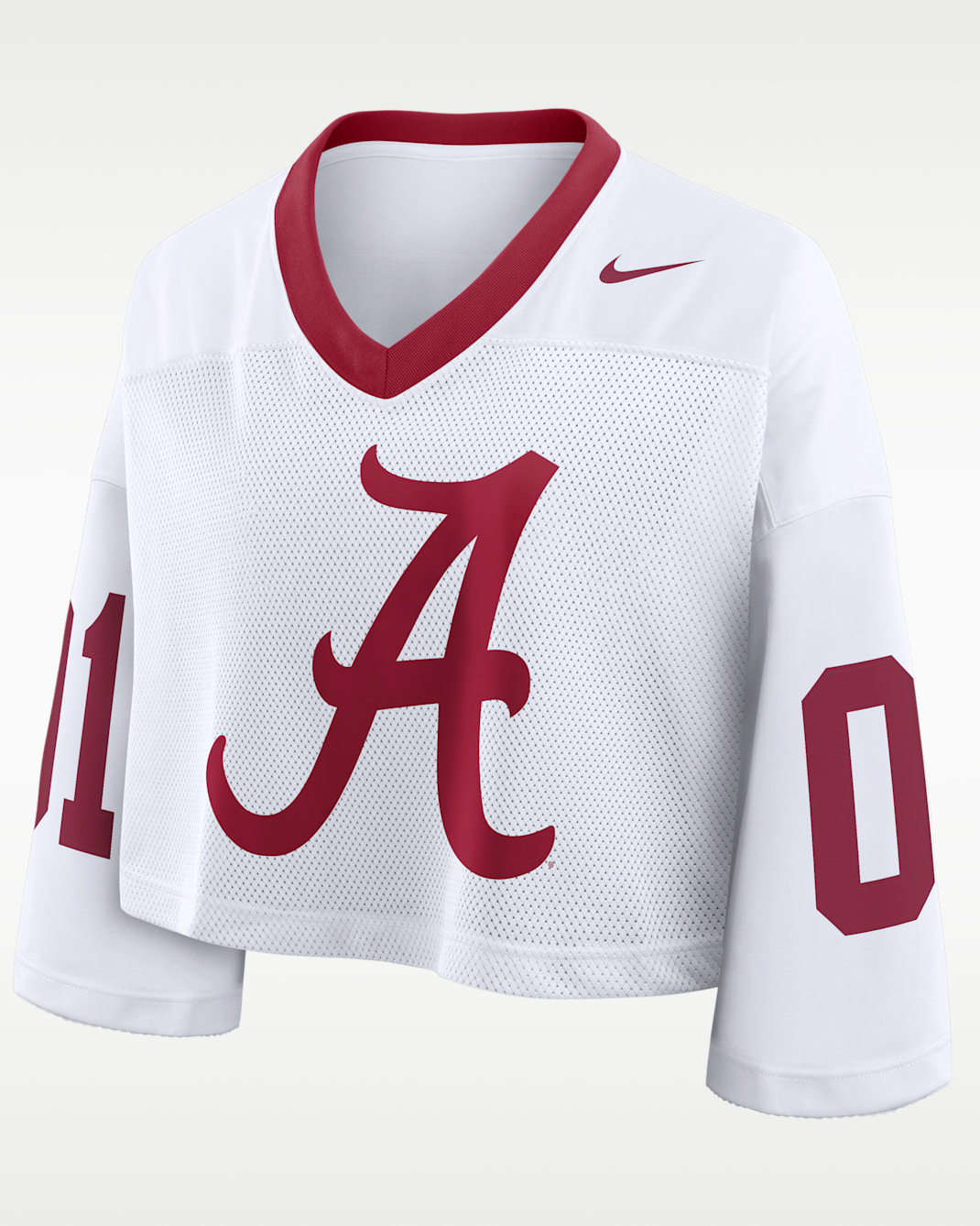 Alabama Logo Women's Nike Dri-FIT College Cropped Jersey - White/Team Crimson