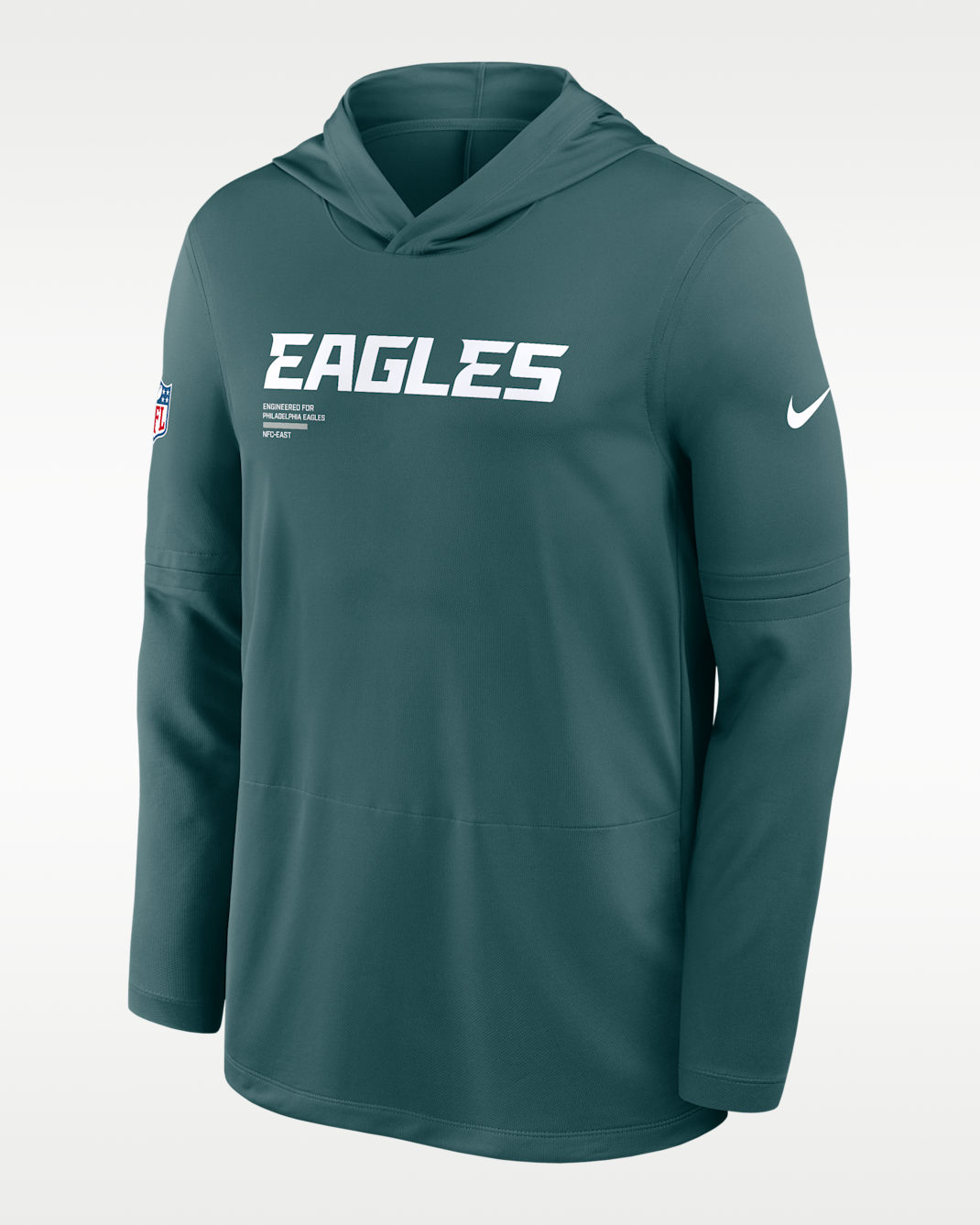 Philadelphia Eagles Pure Fury Sideline Men's Nike Dri-FIT NFL Long-Sleeve Hooded Top - Teal
