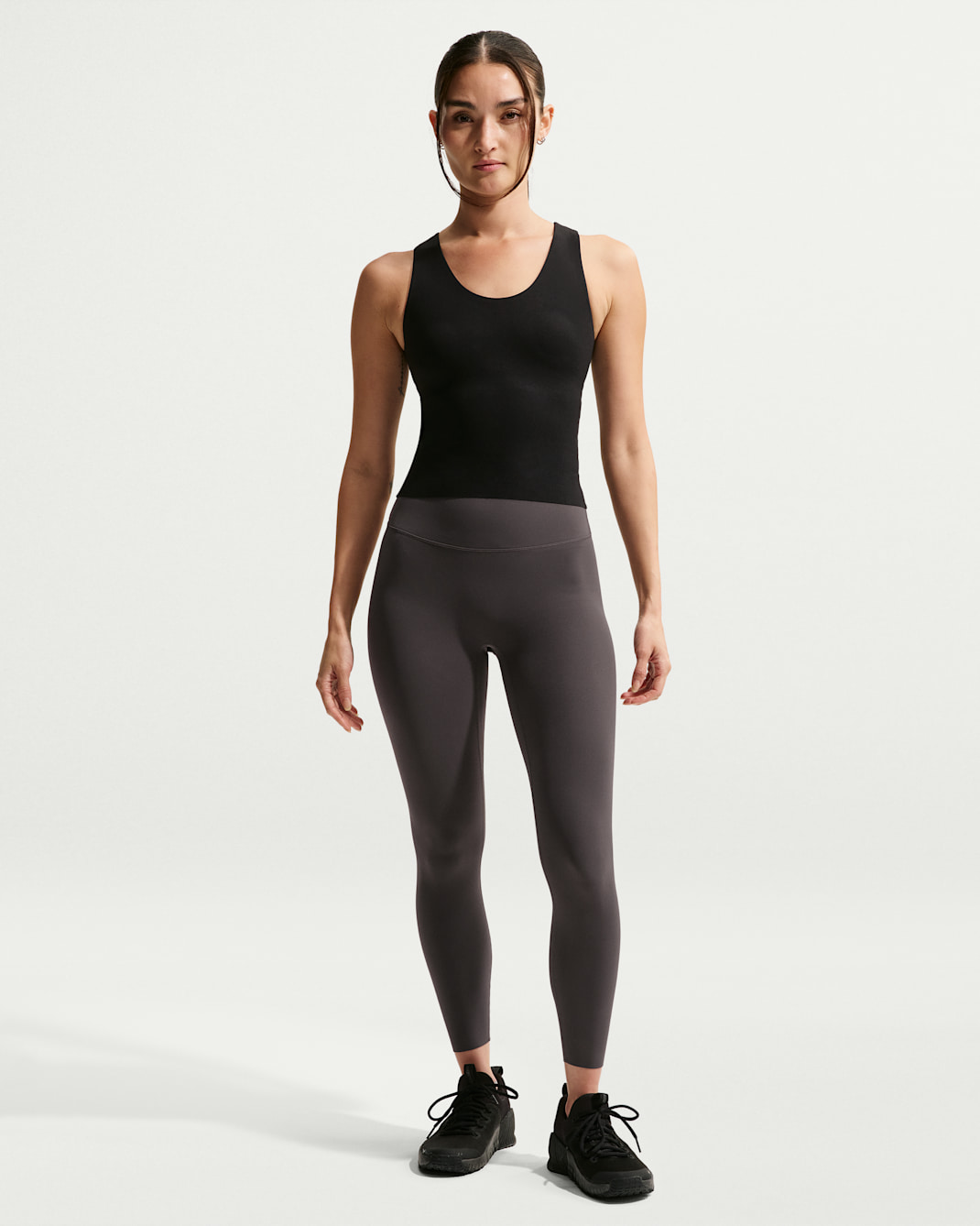 Nike Zenvy Women's High-Waisted 7/8 Leggings with No Front Seam - Thunder Grey/White