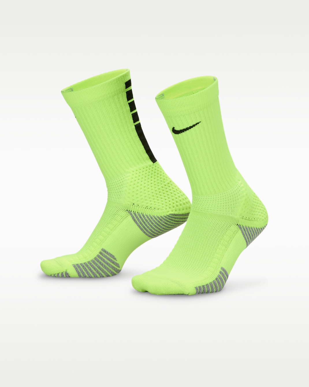 Nike Elite 2.0 Cushioned Crew Socks (1 Pair) - Volt/Wolf Grey/Smoke Grey/Black