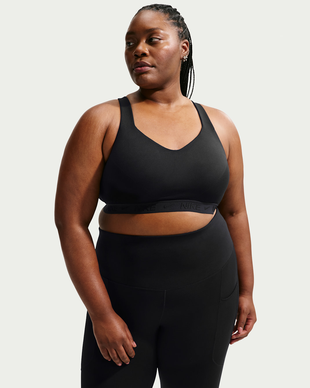 Nike Indy High-Support Women's Padded Adjustable Sports Bra (Plus Size) - Black/Black/Black