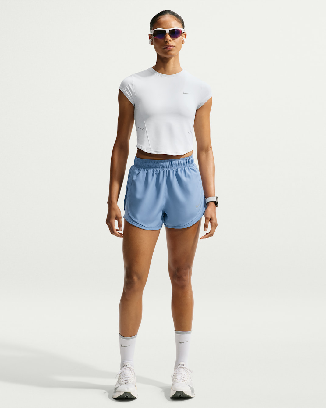 Short de running Dri-FIT taille mi-haute avec sous-short intégré Nike Tempo pour femme - Work Blue/Work Blue/Work Blue