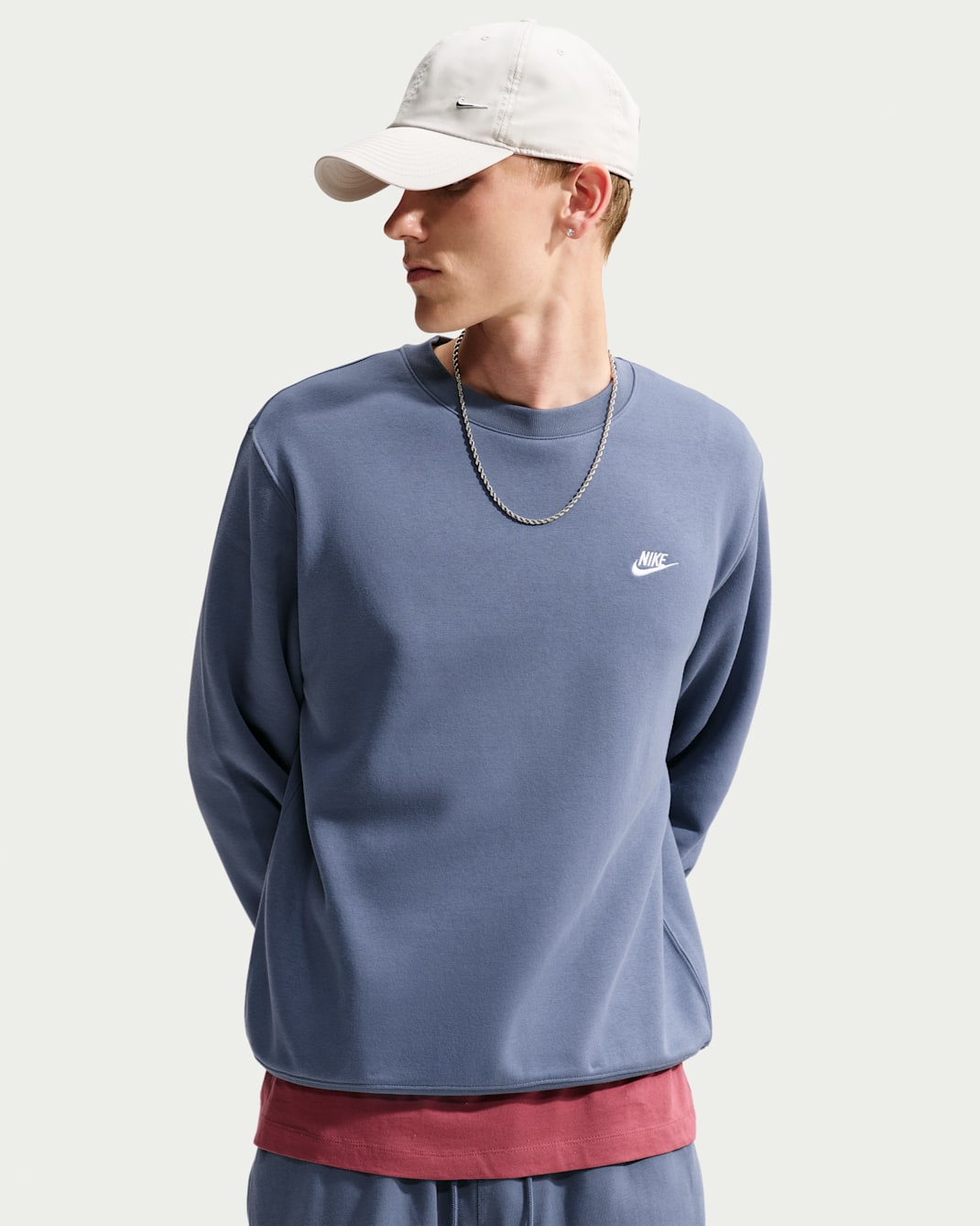 Nike Club Men's Fleece Crew - Diffused Blue/White