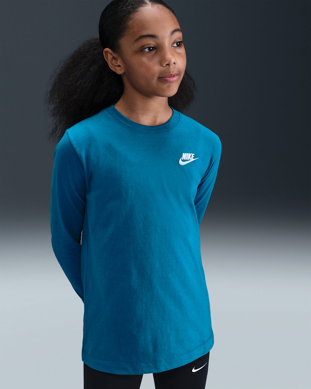 Playera de manga larga para niños grandes Nike Sportswear - Verde abismo