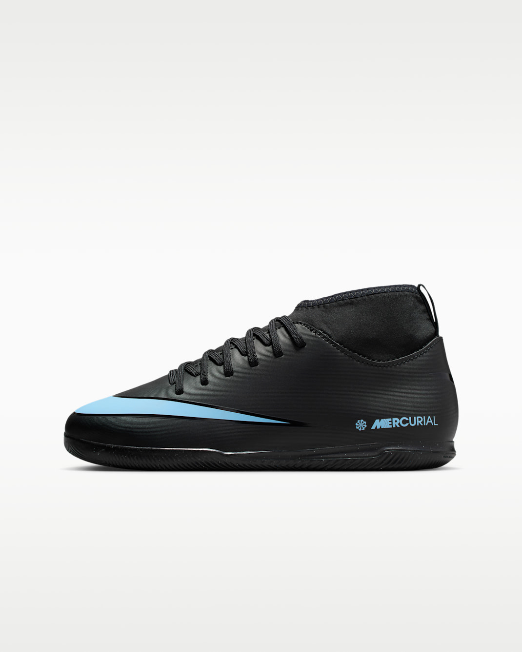 Nike Jr. Mercurial Superfly 10 Club Little/Big Kids' IC High-Top Soccer Shoes - Black/Ice Blue