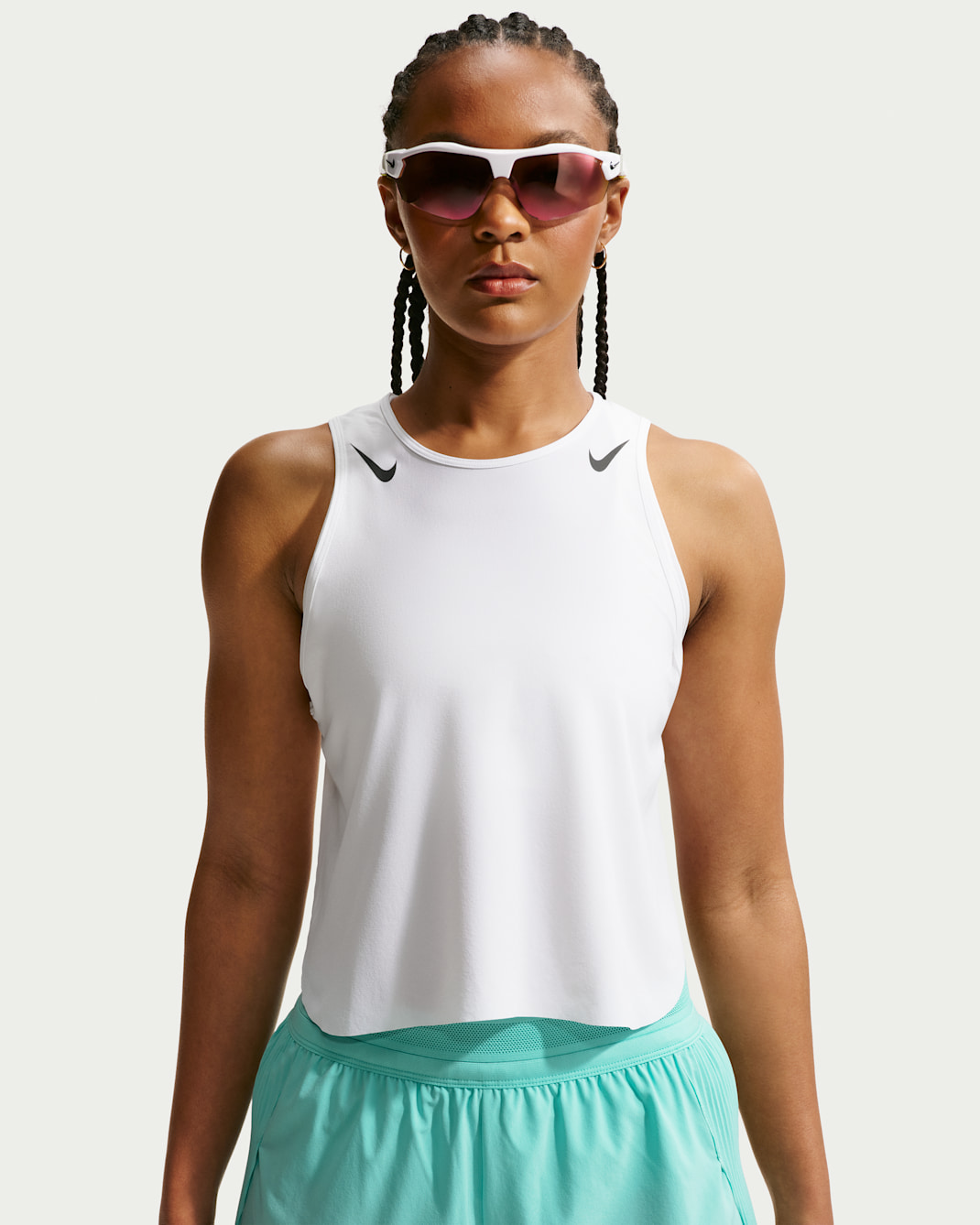 Nike AeroSwift Women's Dri-FIT ADV Cropped Running Tank Top - White/Black