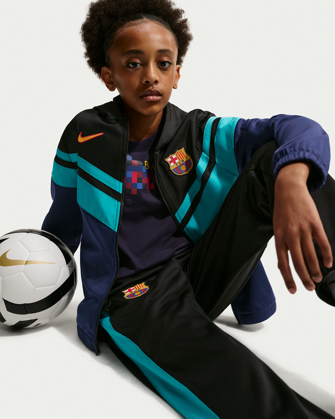 FC Barcelona Third Big Kids' Nike Dri-FIT Soccer Hooded Tracksuit