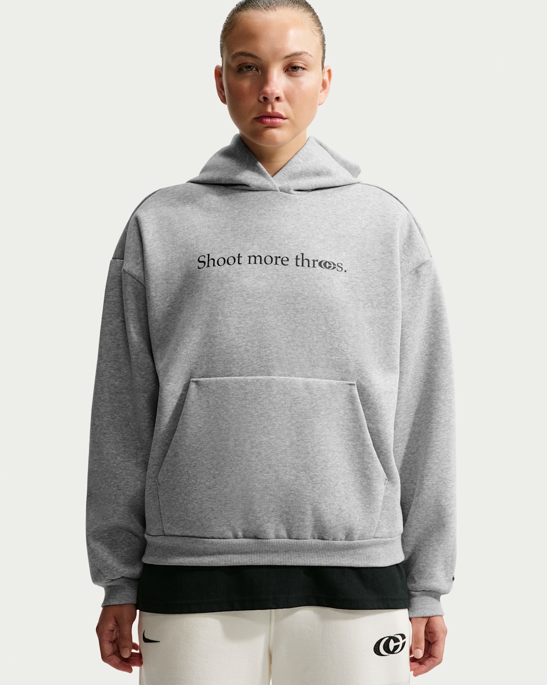 Caitlin Clark Women's Therma-FIT Pullover Basketball Hoodie - Dark Grey Heather/Pale Ivory/Black